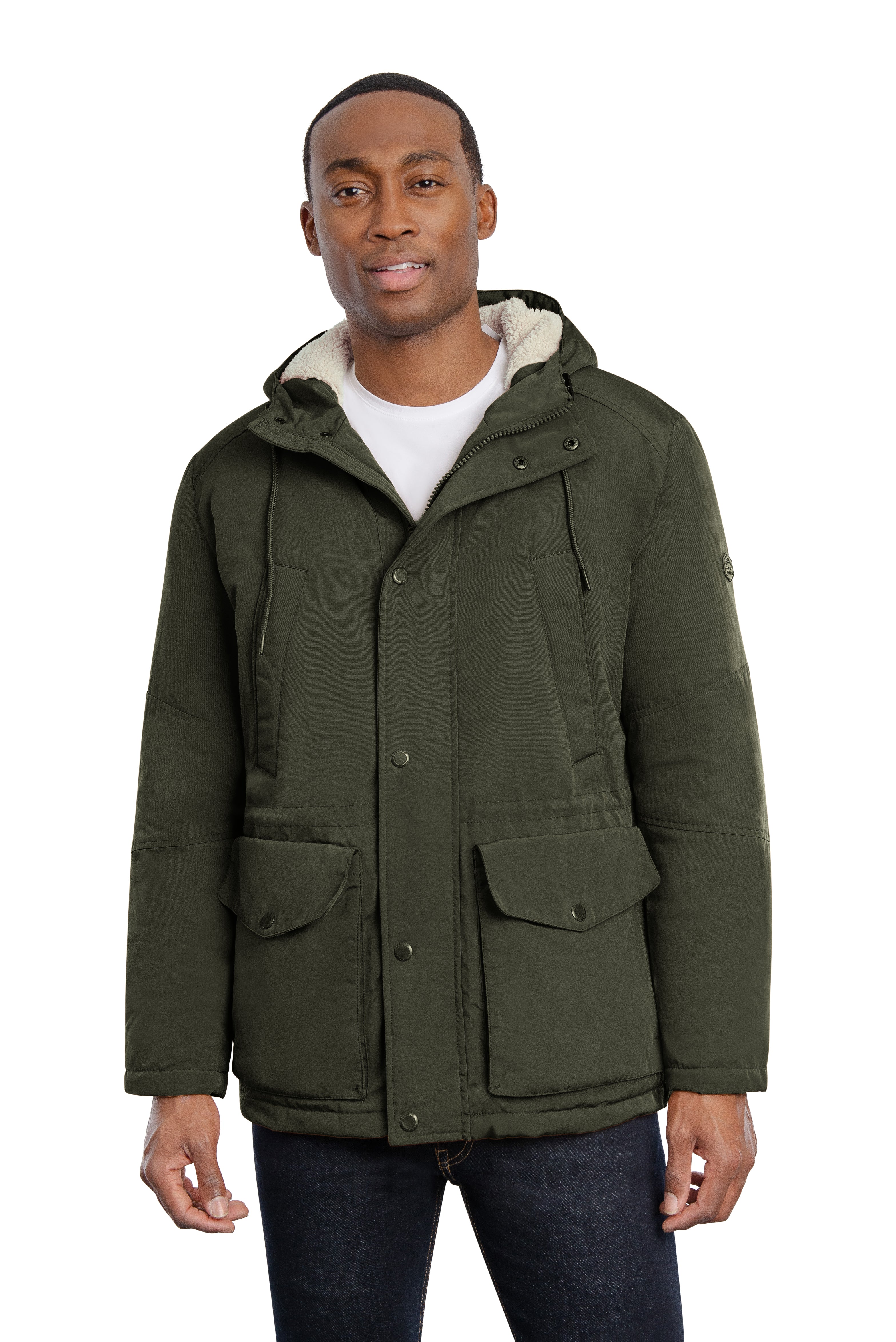  London Fog Parka with Sherpa lined Hood Olive - Olive - Bonton