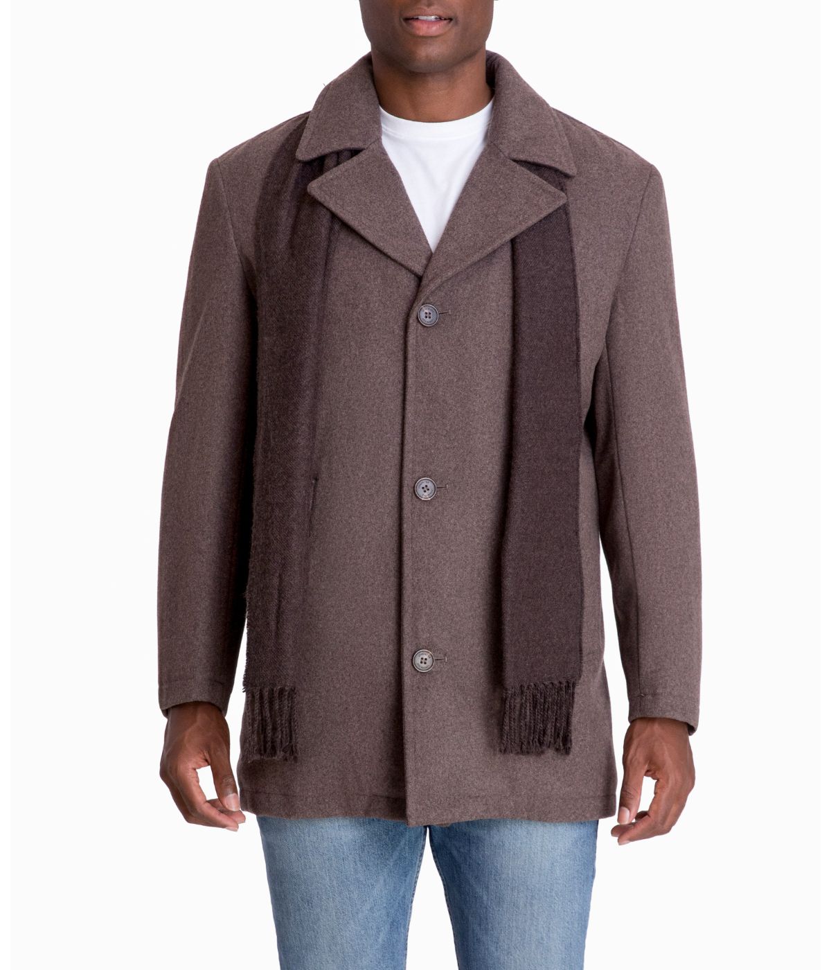  London Fog Wool Blend Single Breasted Button Front Mocha Heather - Mocha Heather - Bonton