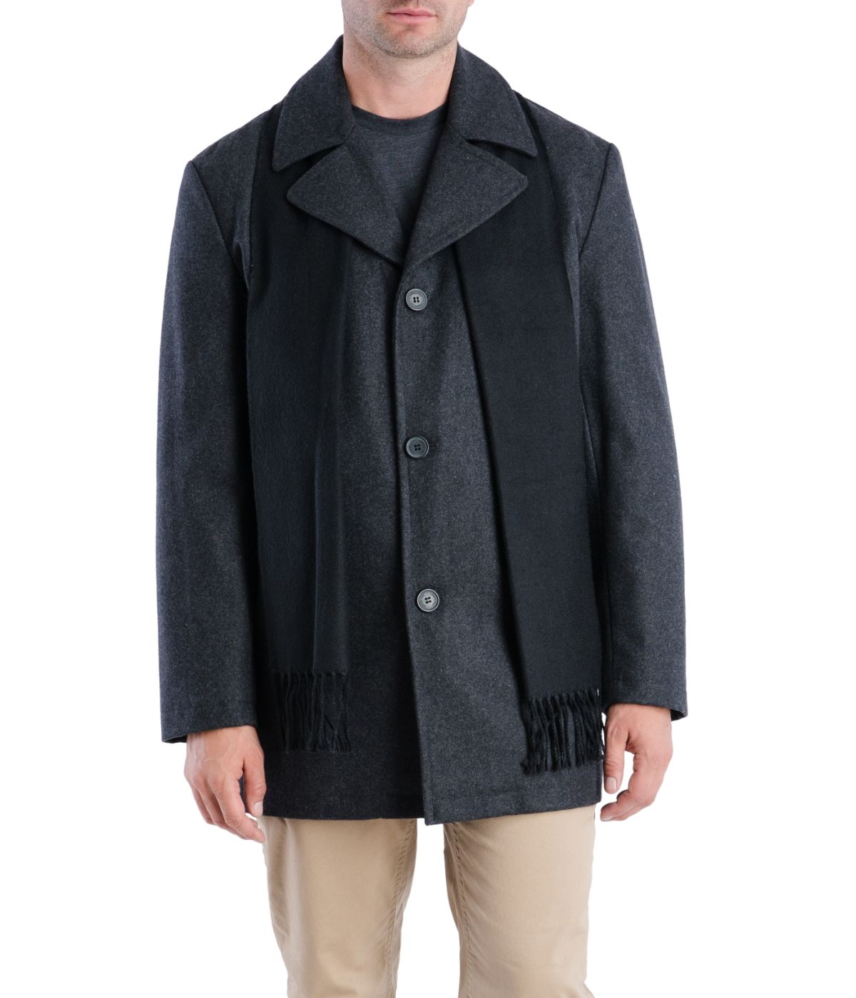  London Fog Wool Blend Single Breasted Button Front New Charcoal - New Charcoal - Bonton