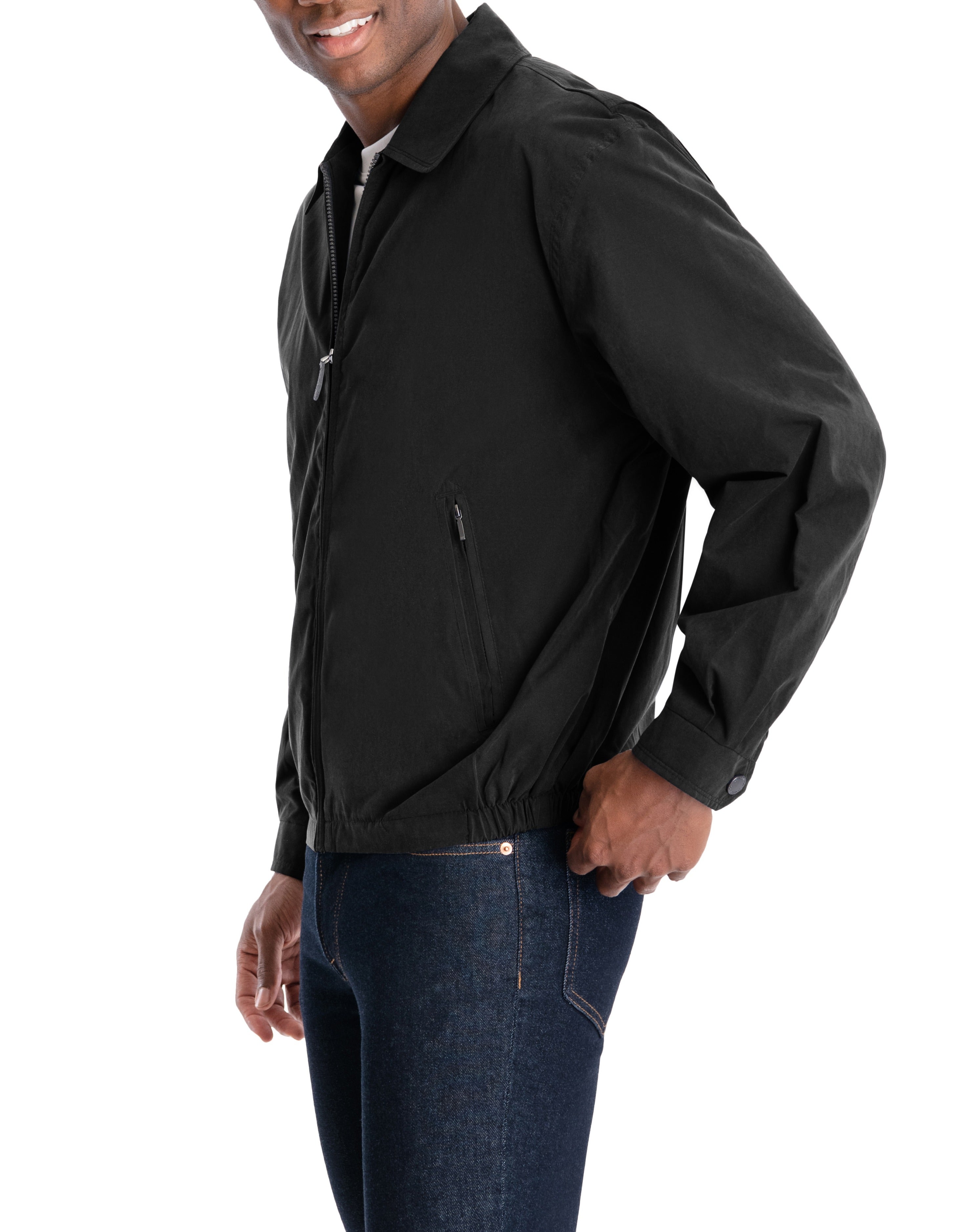  London Fog Light Weight Zip Front Golf Jacket Black - Black - Bonton