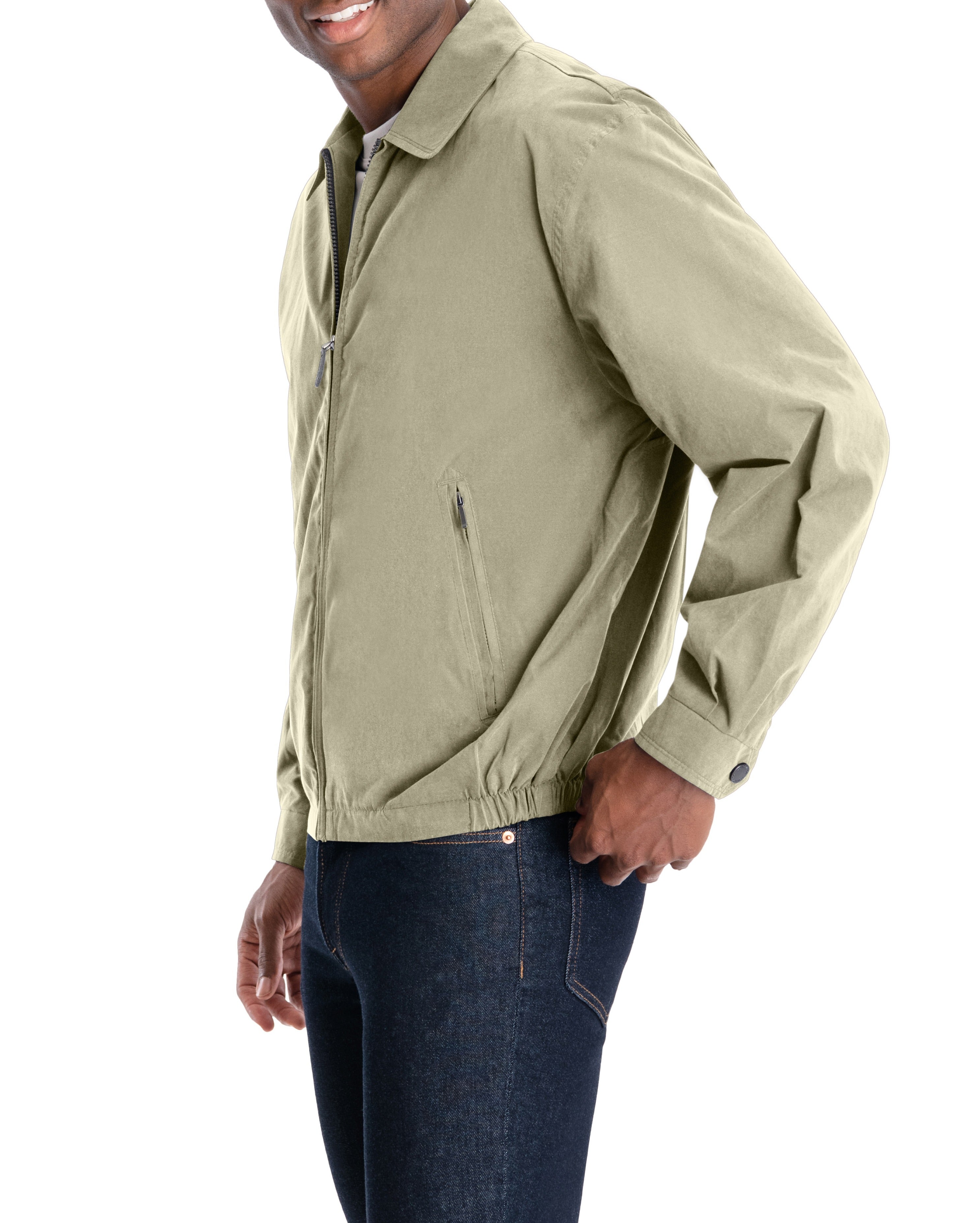  London Fog Light Weight Zip Front Golf Jacket Cement - Cement - Bonton