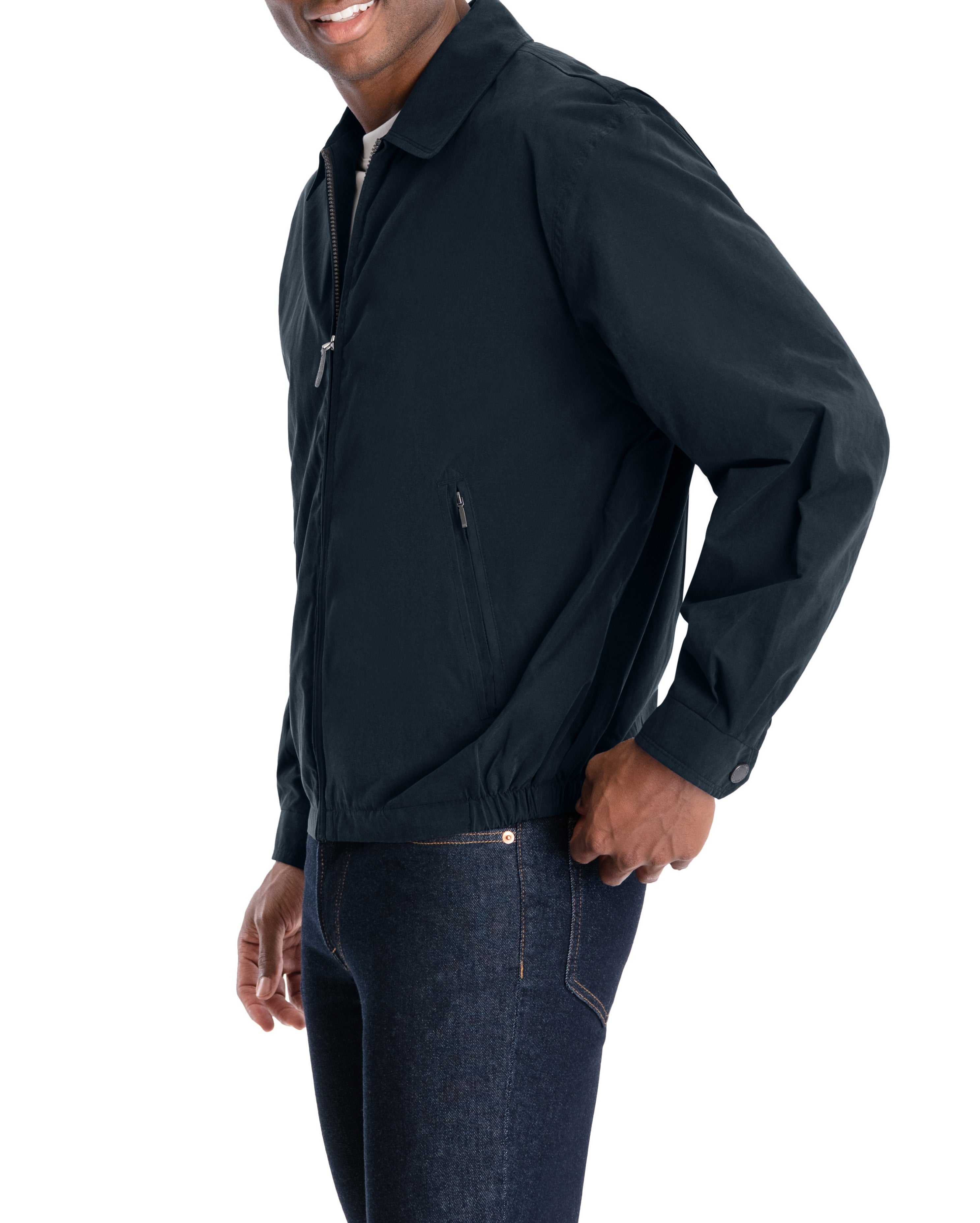  London Fog Light Weight Zip Front Golf Jacket Navy - Navy - Bonton