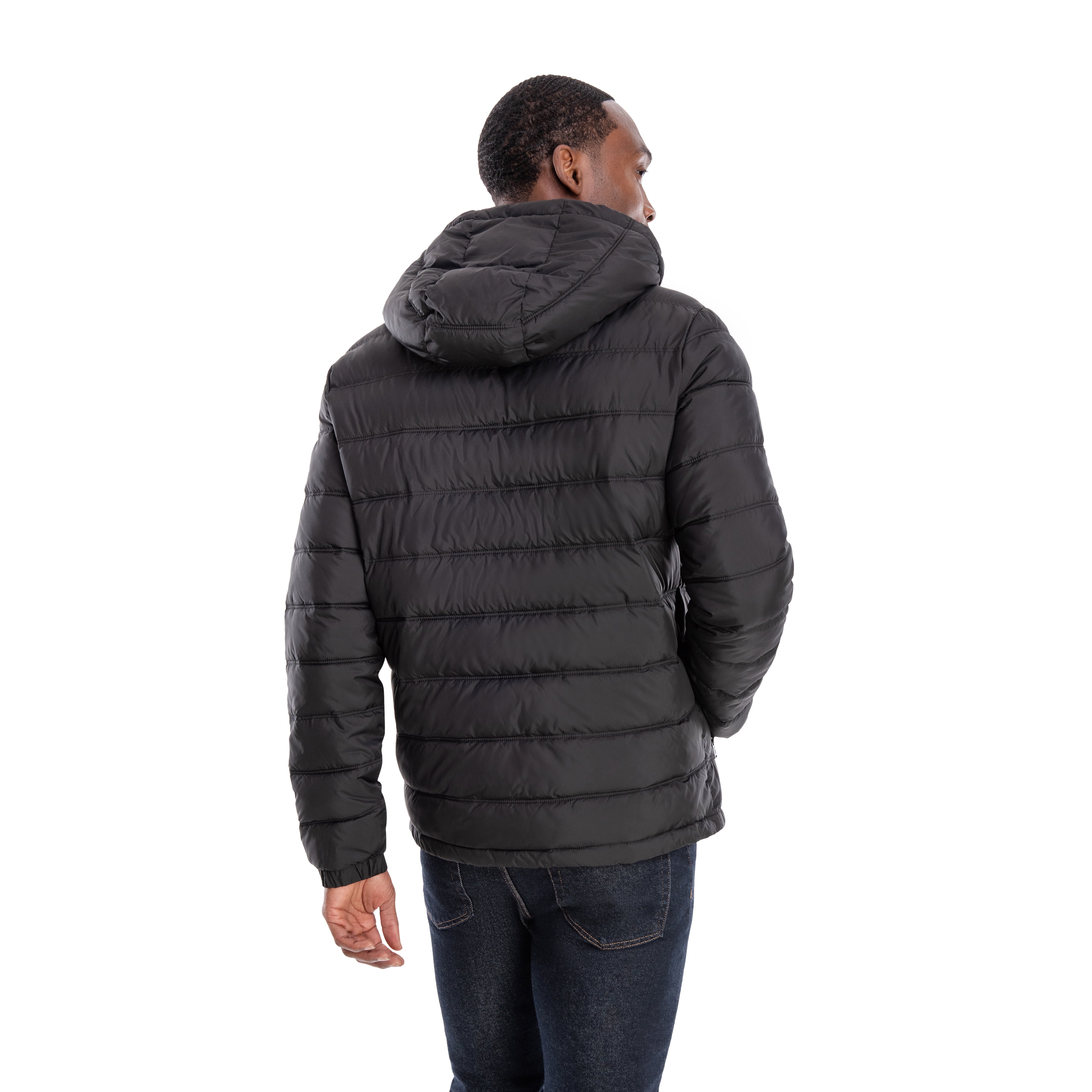  London Fog Qulited Hooded Packable Puffer Black - Black - Bonton