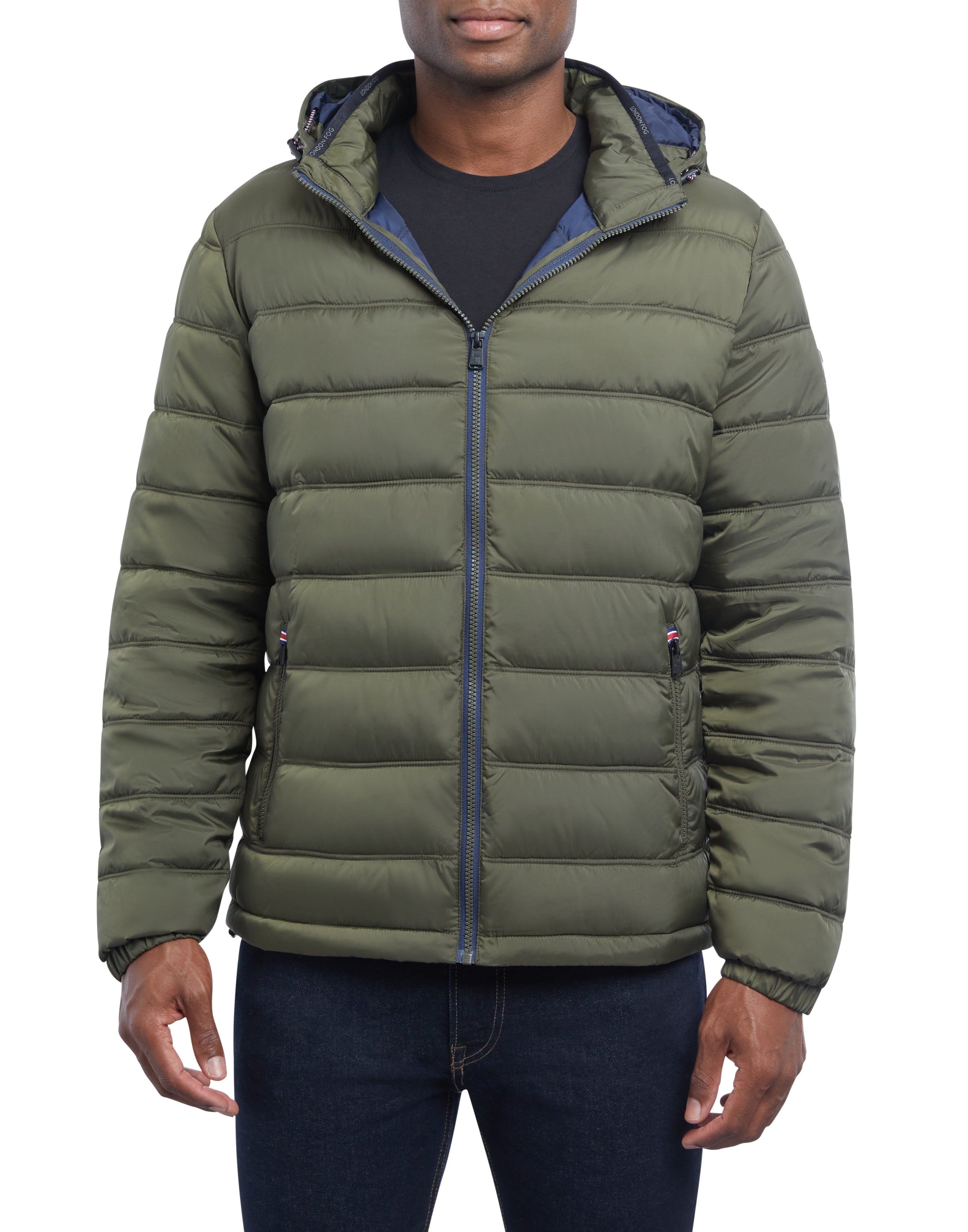  London Fog Qulited Hooded Packable Puffer Olive - Olive - Bonton