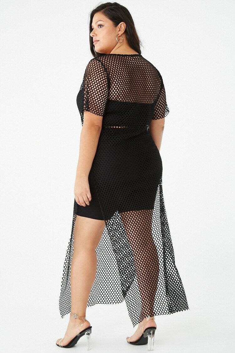  Forever 21 Plus Size Mesh Maxi Dress - black-swatch - Bonton
