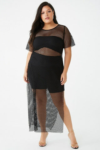 Plus Size Mesh Maxi Dress