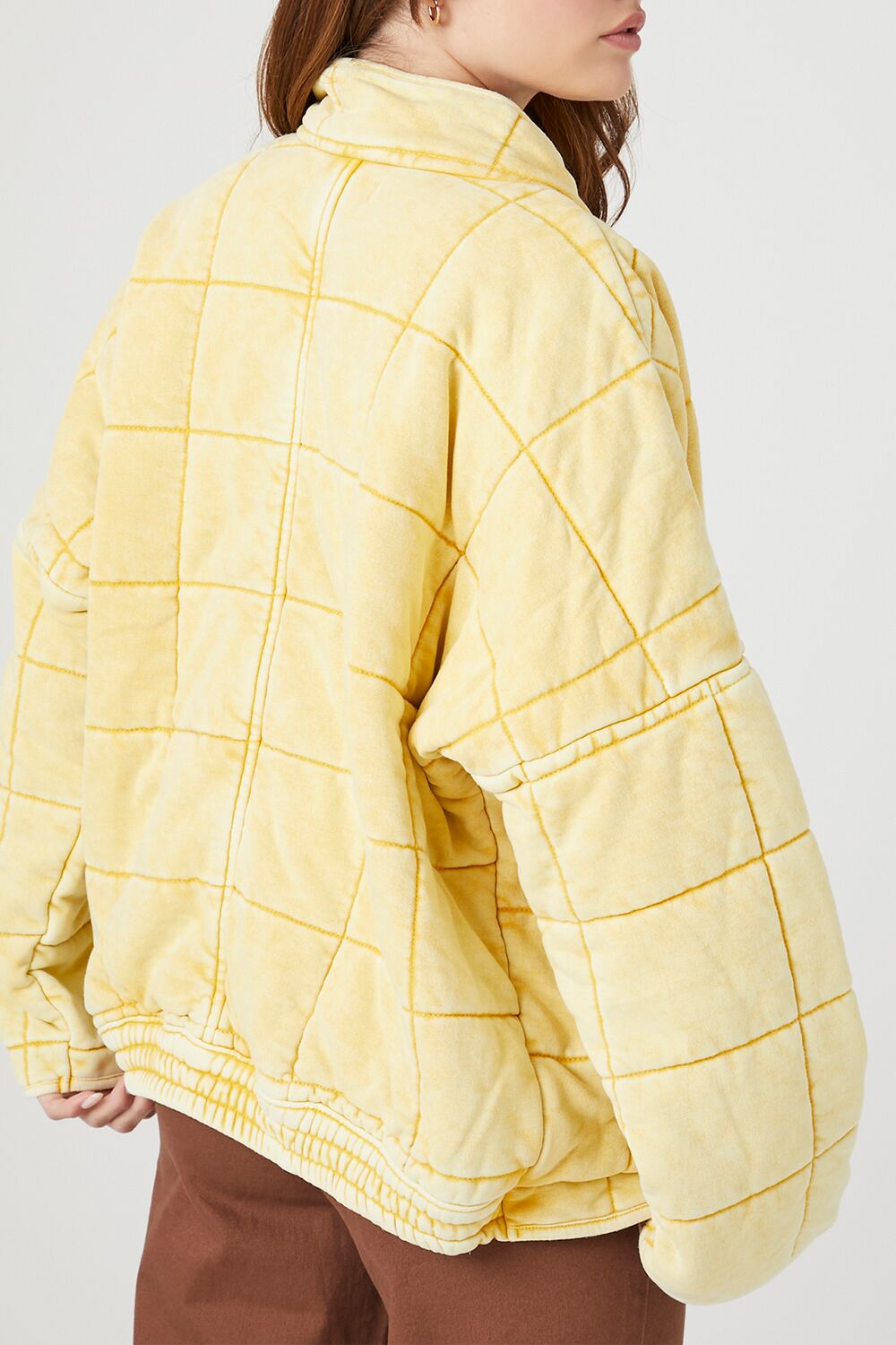  Forever 21 Quilted Zip-Up Jacket - avocado-swatch - Bonton