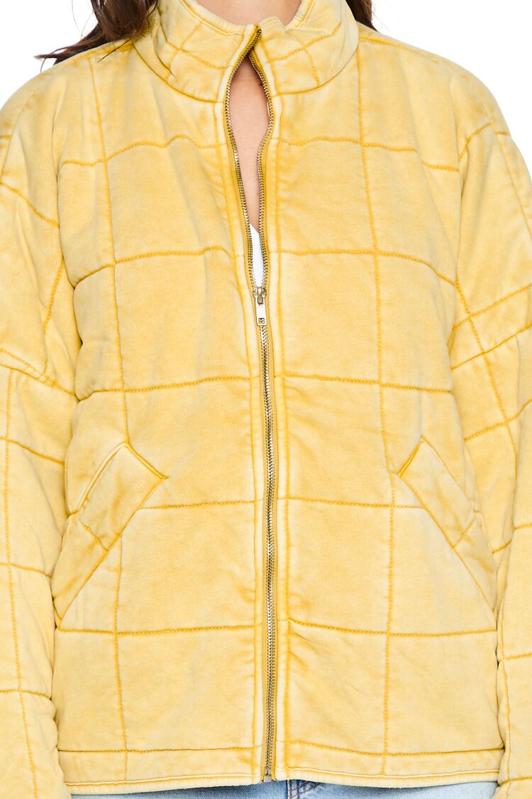  Forever 21 Quilted Zip-Up Jacket - avocado-swatch - Bonton