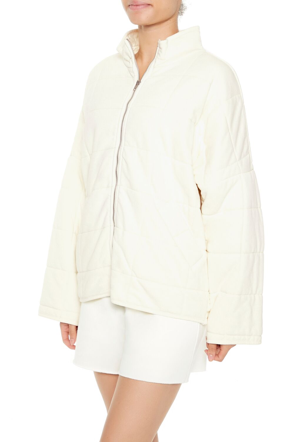  Forever 21 Quilted Zip-Up Jacket - avocado-swatch - Bonton