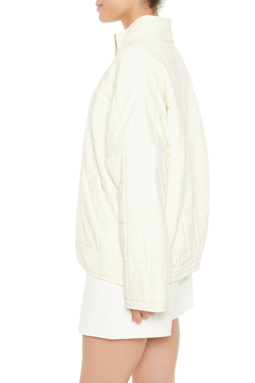  Forever 21 Quilted Zip-Up Jacket - avocado-swatch - Bonton