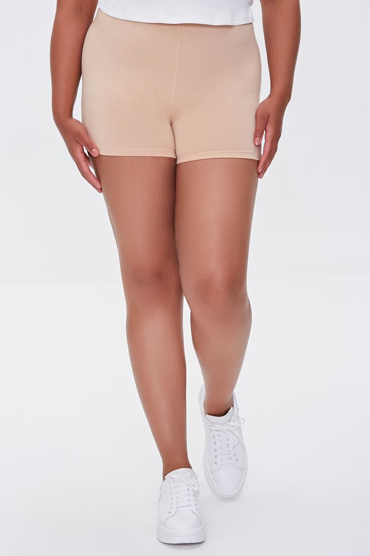  Forever 21 Plus Size Basic Cotton Hot Shorts - white - Bonton