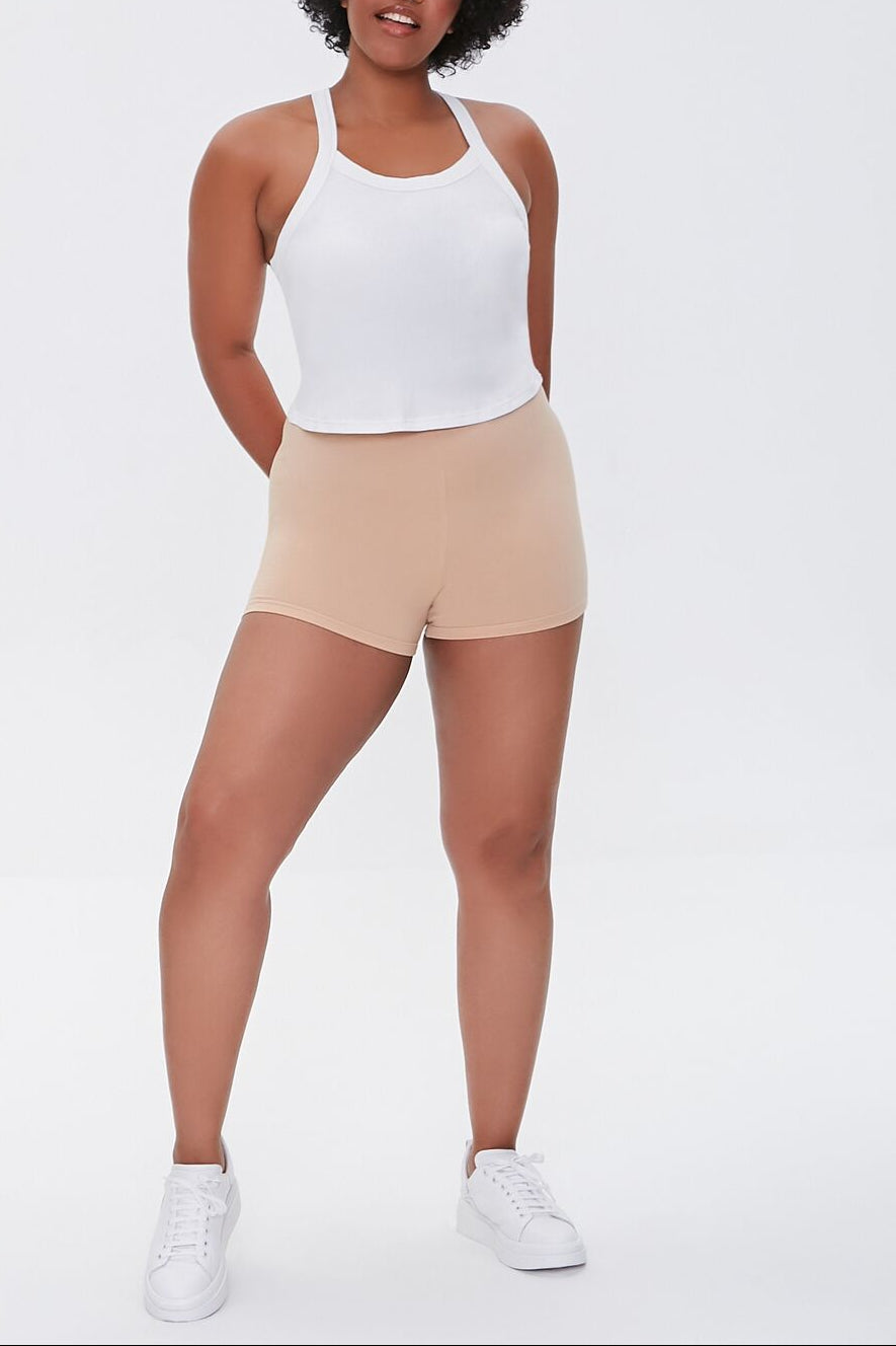  Forever 21 Plus Size Basic Cotton Hot Shorts - white - Bonton