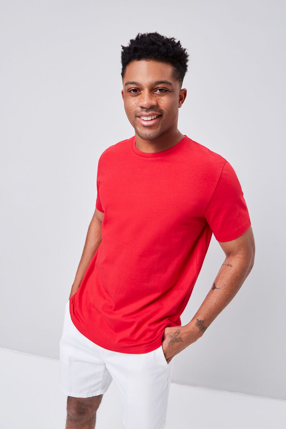  Forever 21 Basic Organically Grown Cotton Tee - red - Bonton