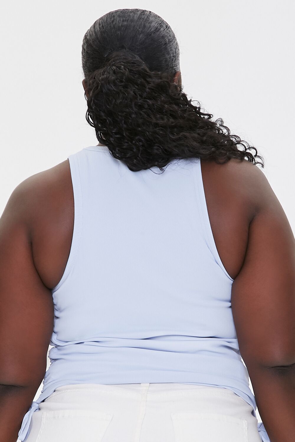  Forever 21 Plus Size Ruched Drawstring Crop Top - light blue - Bonton
