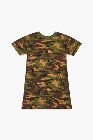 Girls Camo Print T-Shirt Dress (Kids)