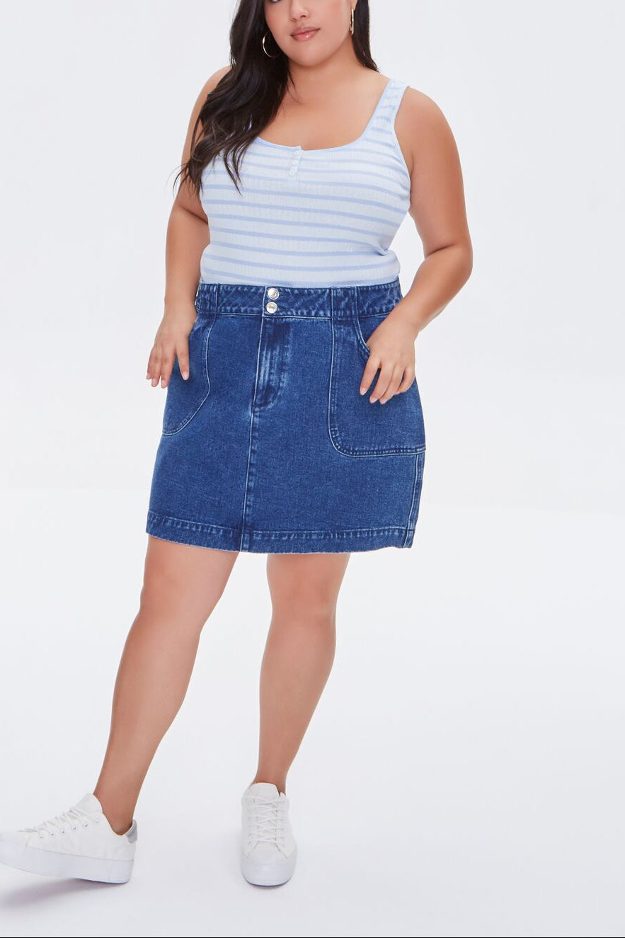  Forever 21 Plus Size Striped Tank Top - light blue blue - Bonton