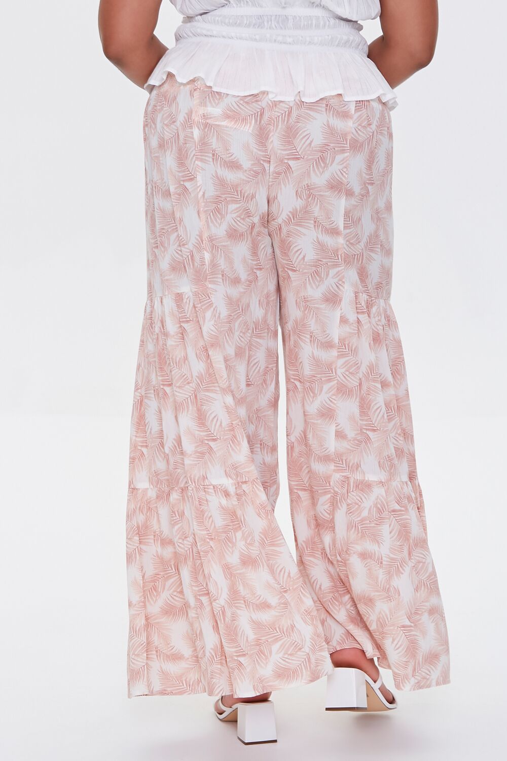  Forever 21 Plus Size Leaf Print Wide-Leg Pants - ivory-multi - Bonton
