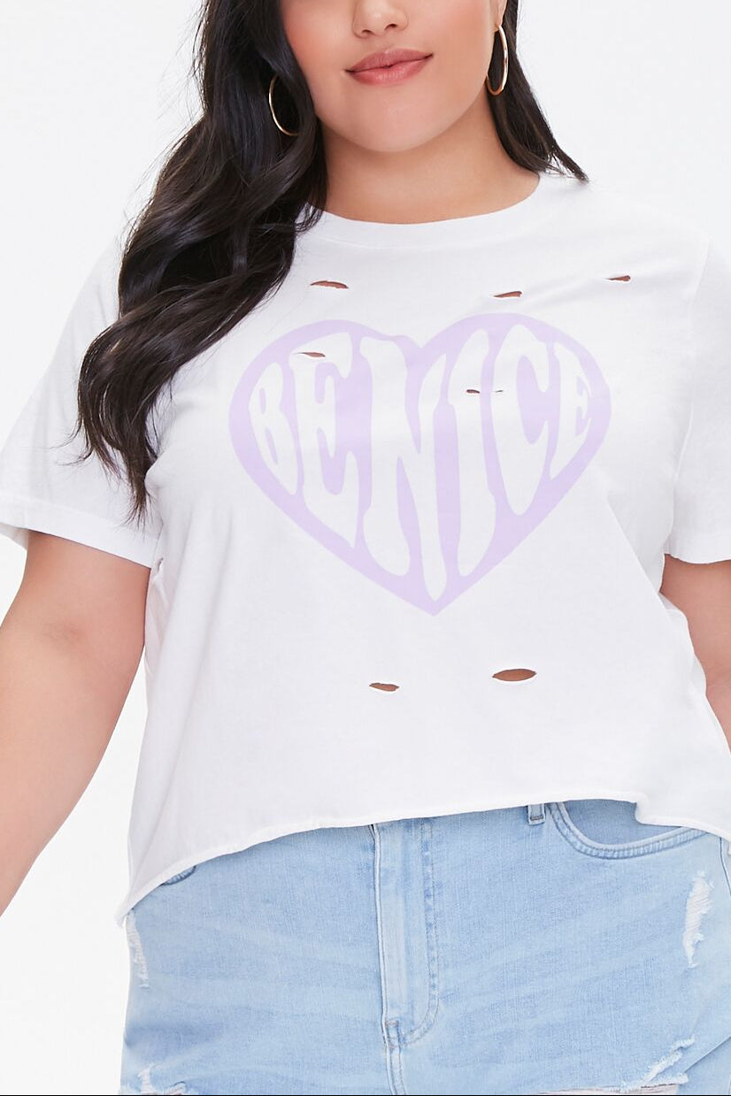  Forever 21 Plus Size Be Nice Graphic Tee - white lavender - Bonton