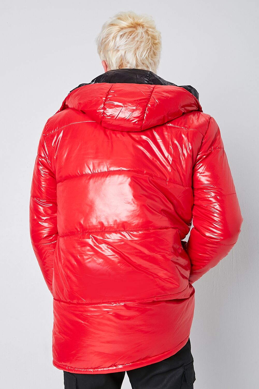 Forever 21 Nylon Hooded Puffer Jacket - red-swatch - Bonton