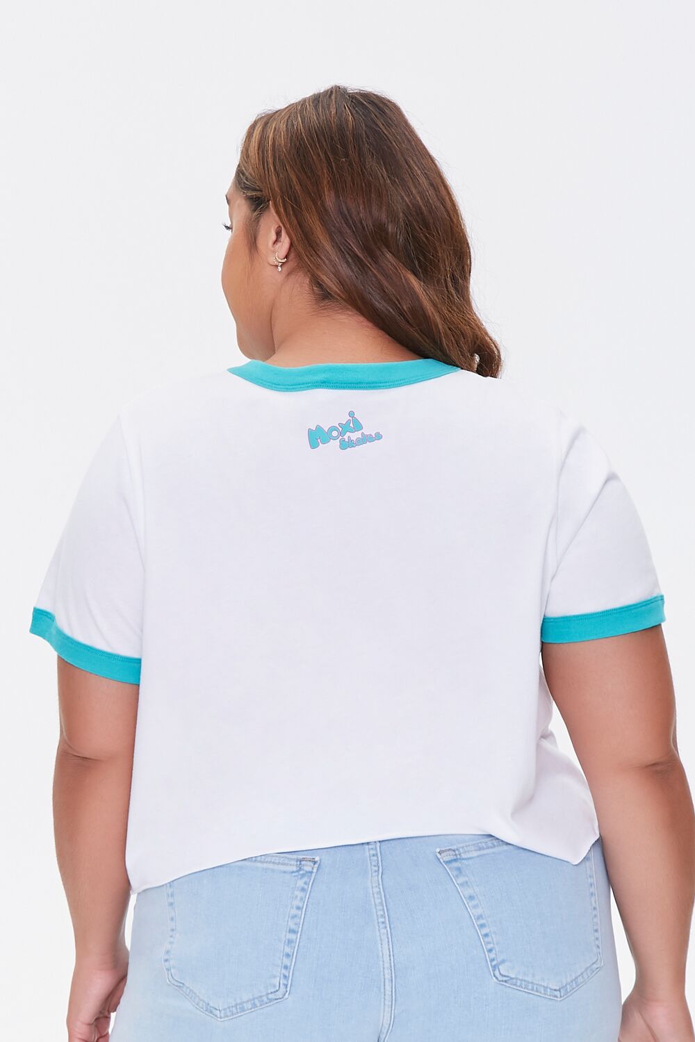  Forever 21 Plus Size Moxi Skates Ringer Tee - white multi - Bonton