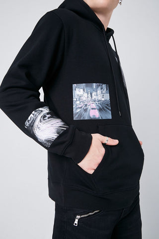 Cityscape Graphic Fleece Hoodie