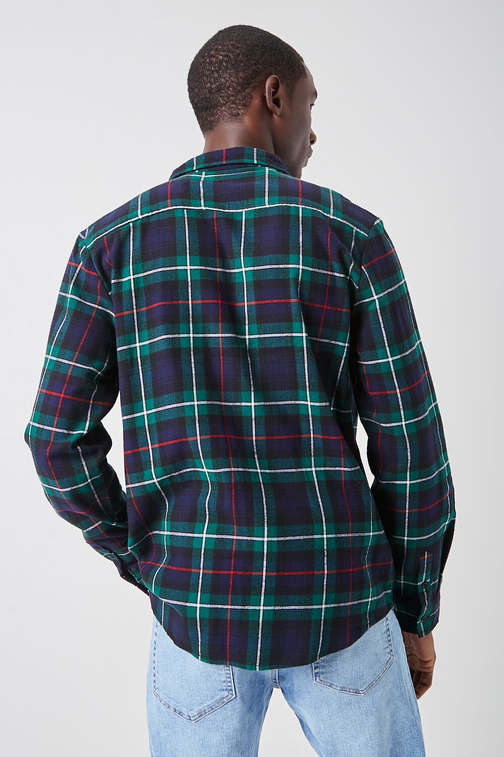  Forever 21 Plaid Button-Front Flannel Shirt - green multi - Bonton