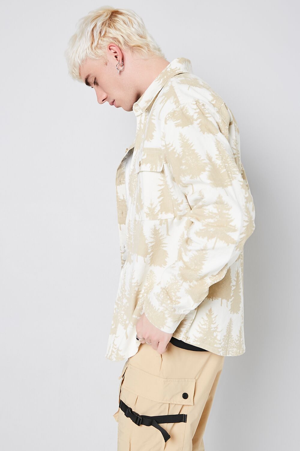  Forever 21 Forest Print Buttoned Shirt - cream taupe - Bonton