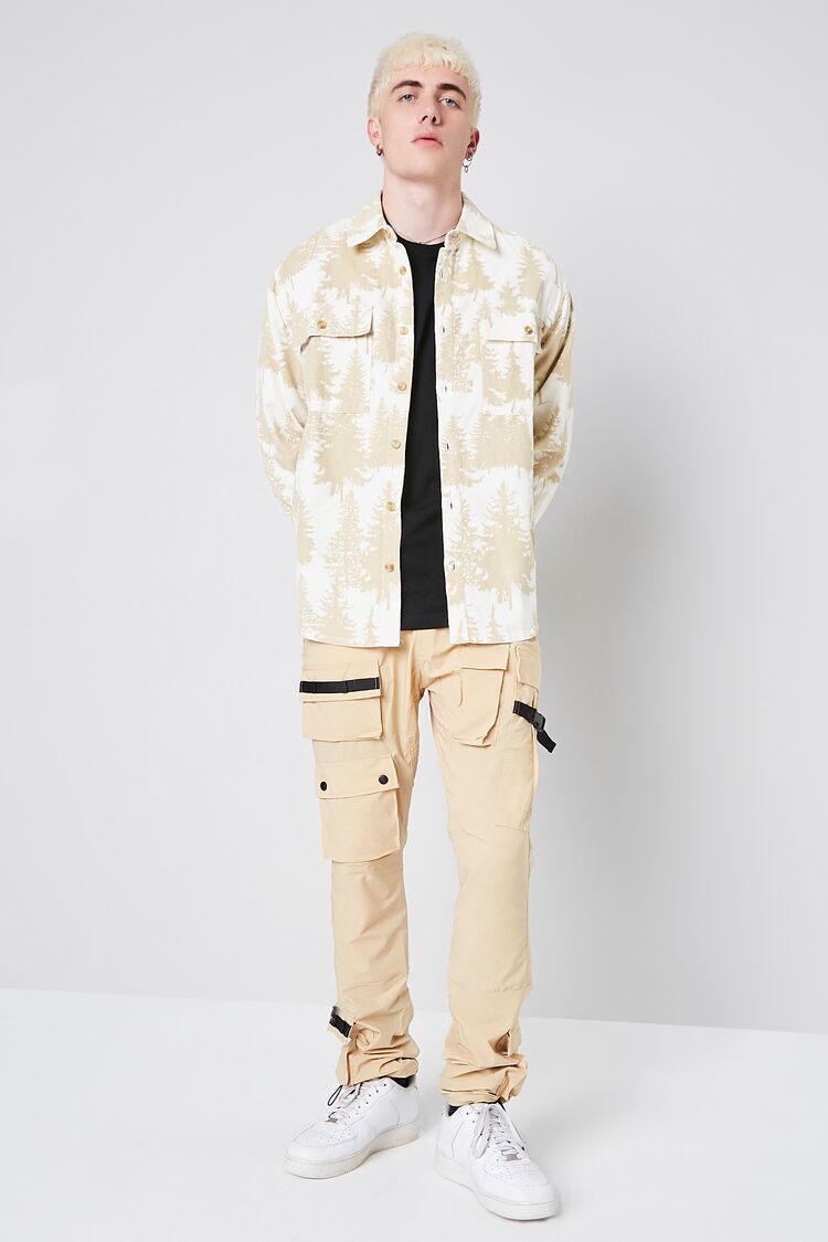  Forever 21 Forest Print Buttoned Shirt - cream taupe - Bonton