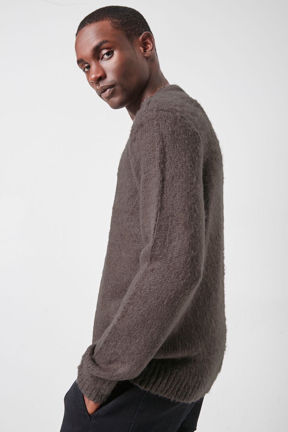  Forever 21 Brushed Purl Knit Sweater - taupe - Bonton