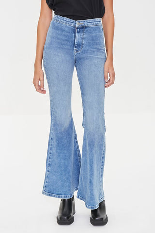 Recycled Cotton Faded Flare Jeans
