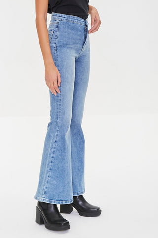 Recycled Cotton Faded Flare Jeans