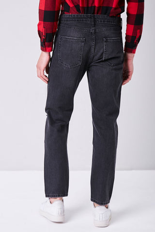 Distressed Straight-Leg Jeans