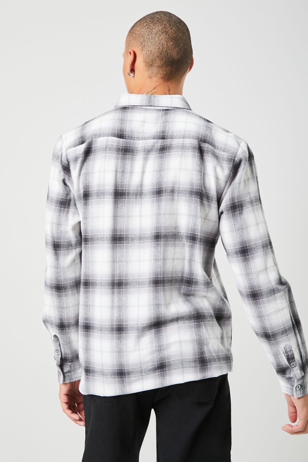  Forever 21 Plaid Flannel Shirt - white grey - Bonton