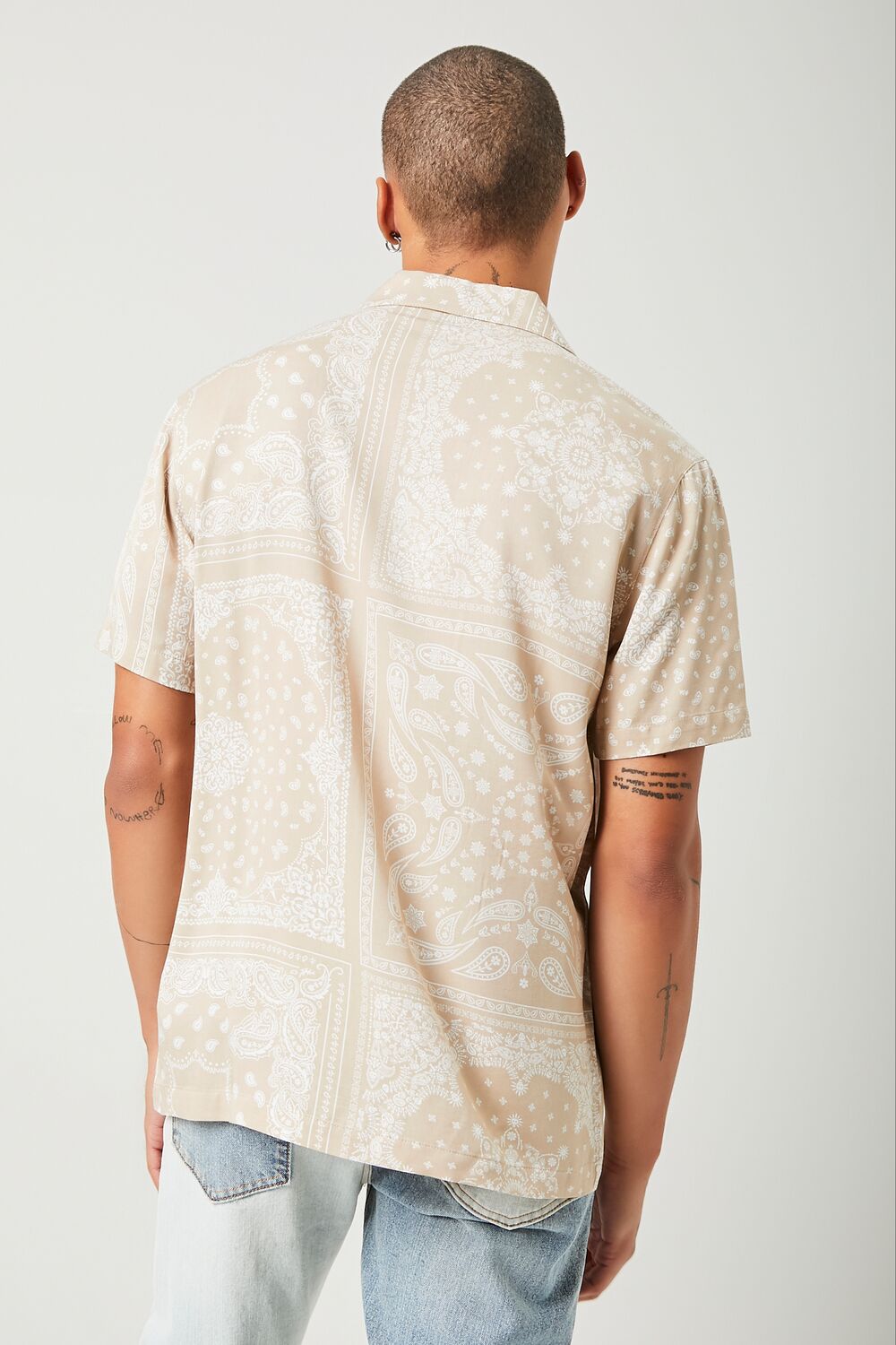  Forever 21 Paisley Print Shirt - taupe cream - Bonton