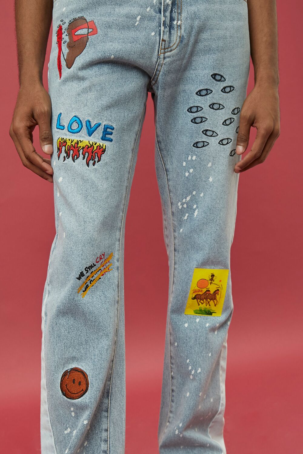  Forever 21 Ron Bass Embroidered Jeans - light-denim-multi - Bonton