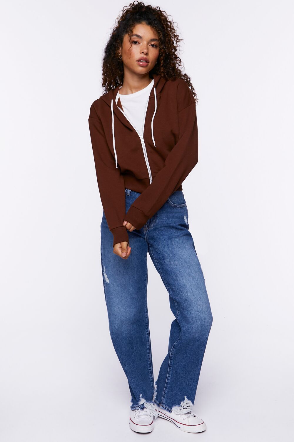  Forever 21 Basic Fleece Zip-Up Hoodie - heather grey - Bonton