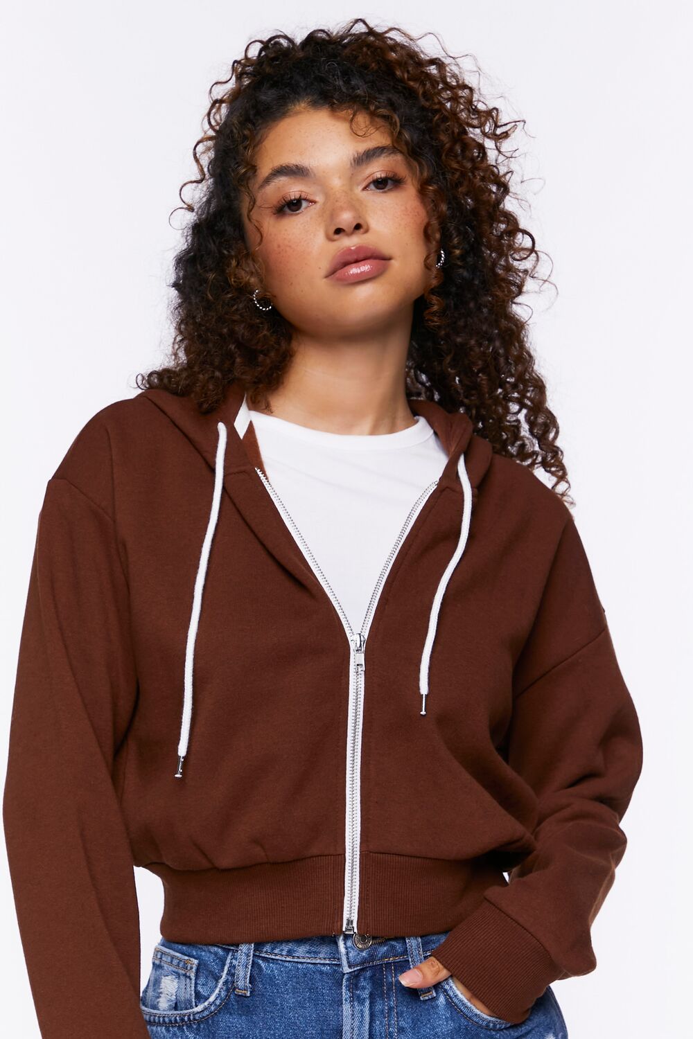  Forever 21 Basic Fleece Zip-Up Hoodie - heather grey - Bonton