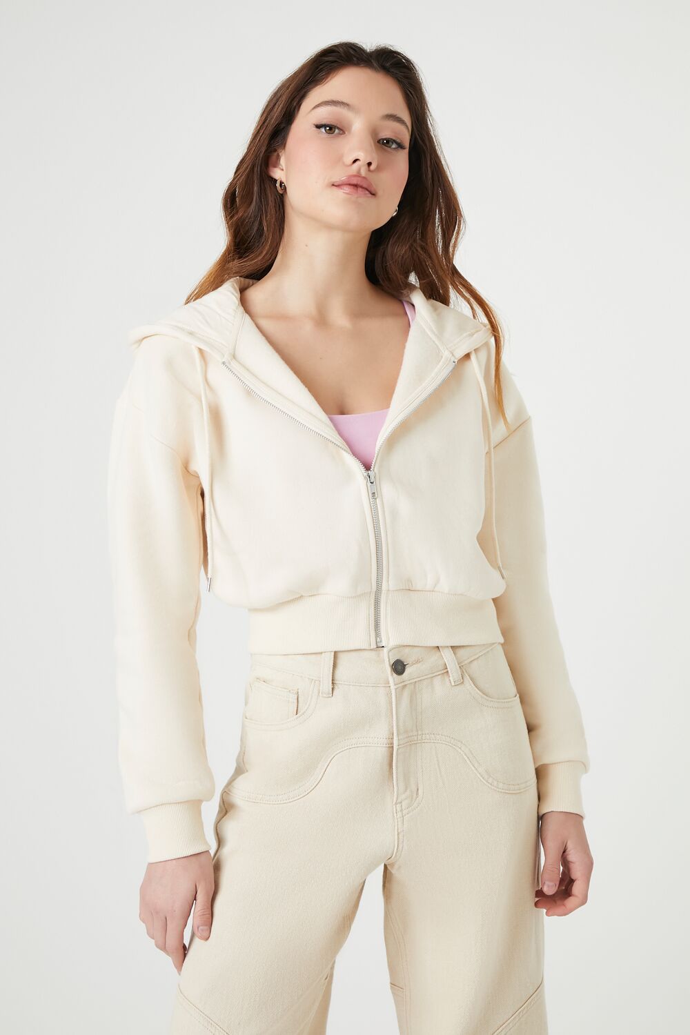  Forever 21 Basic Fleece Zip-Up Hoodie - heather grey - Bonton