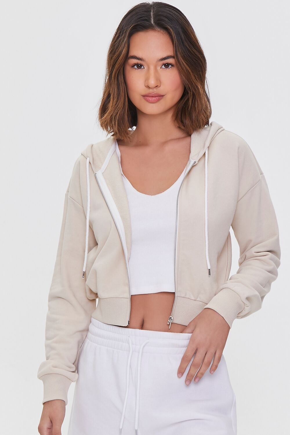  Forever 21 Basic Fleece Zip-Up Hoodie - heather grey - Bonton