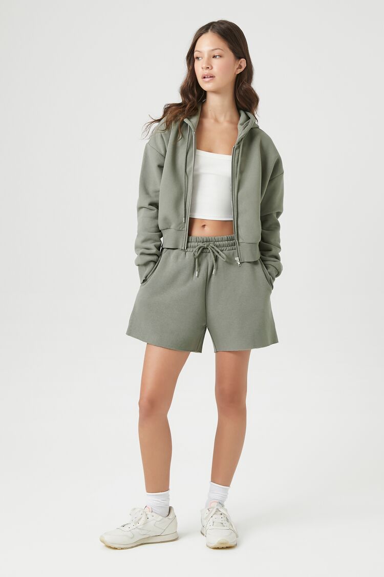  Forever 21 Basic Fleece Zip-Up Hoodie - heather grey - Bonton