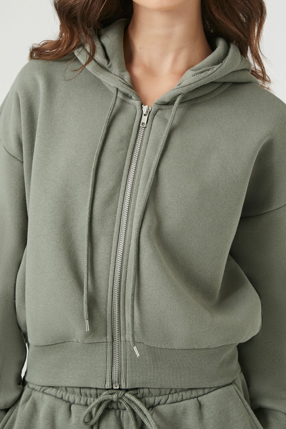  Forever 21 Basic Fleece Zip-Up Hoodie - heather grey - Bonton