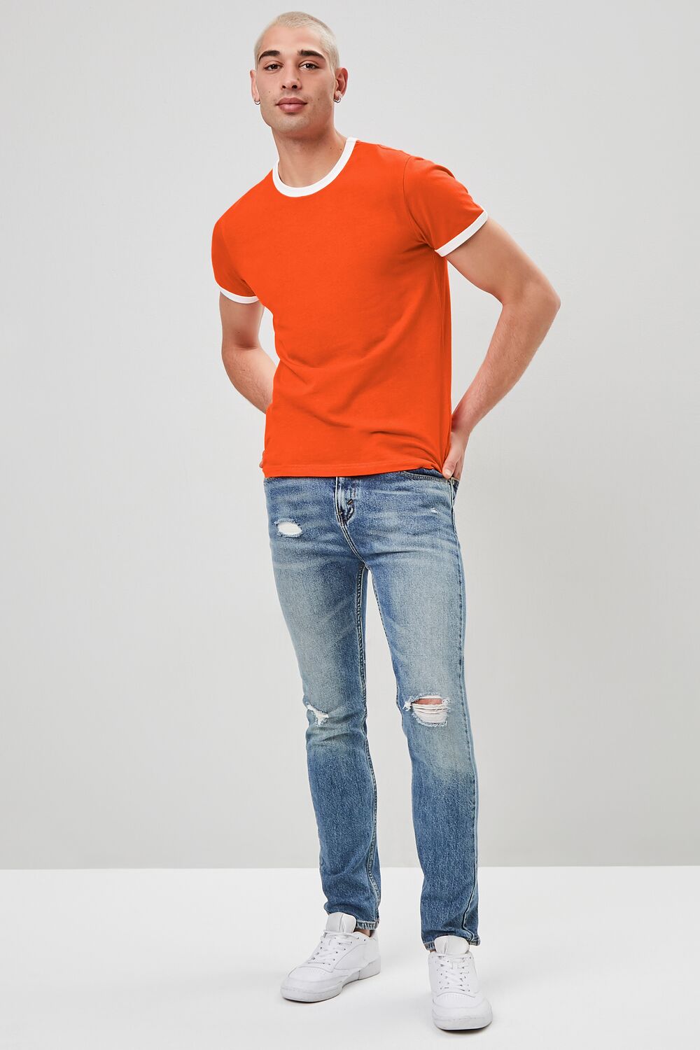  Forever 21 Crew Neck Ringer Tee - black white - Bonton