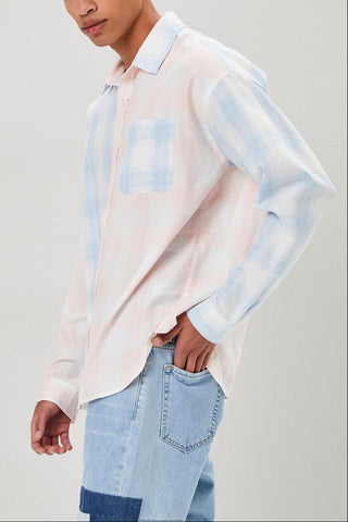 Reworked Plaid Button-Front Shirt