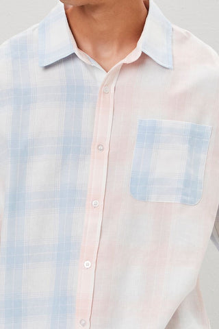 Reworked Plaid Button-Front Shirt