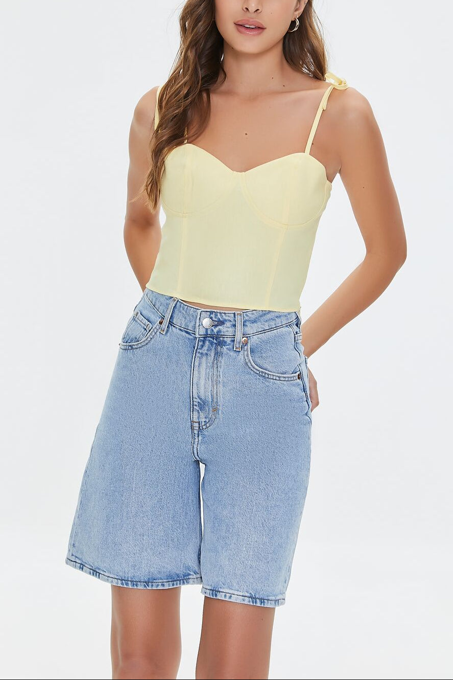  Forever 21 Sweetheart Linen-Blend Cami - mimosa - Bonton
