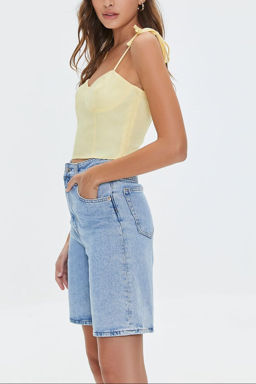  Forever 21 Sweetheart Linen-Blend Cami - mimosa - Bonton