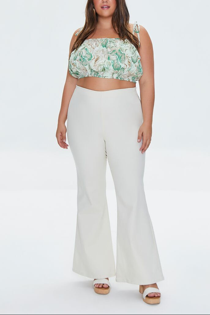  Forever 21 Plus Size High-Rise Flare Pants - cream - Bonton