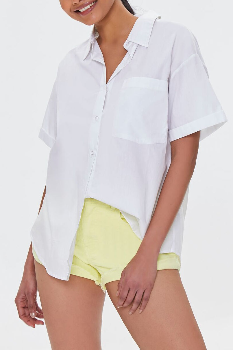 Forever 21 Cuffed Corduroy Shorts - celery - Bonton