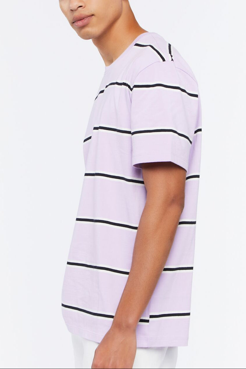  Forever 21 Striped Crew Tee - purple multi - Bonton