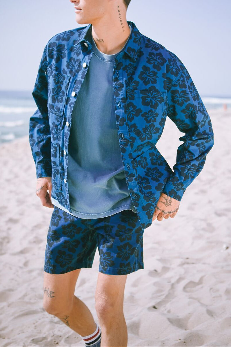  Forever 21 Tropical Floral Print Jacket - blue-black-swatch - Bonton